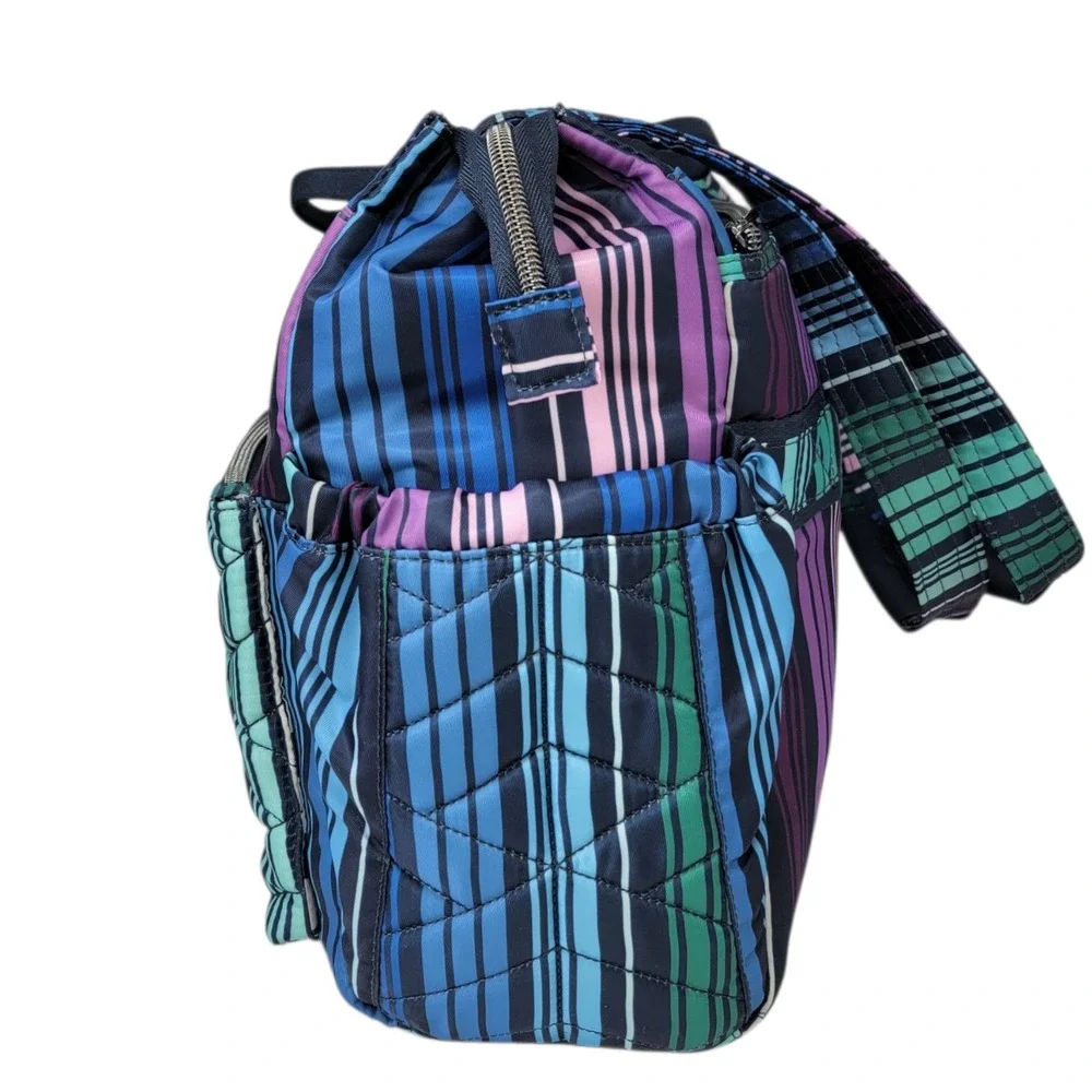 LUG Soprano Tote Bag Brushed Marina Love Stripe Multi RFID Organizer Top Handles - Picture 3 of 16